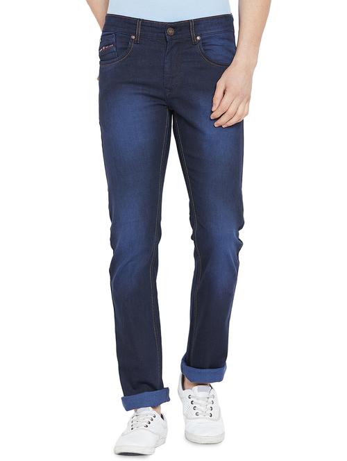 blue cotton blend washed jeans - 15965093 - Very Small Image - 1
