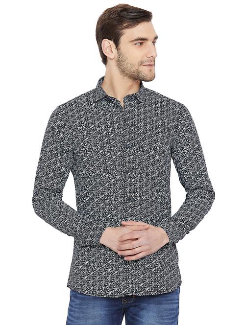 blue floral printed casual shirt - 15965114 - Very Small Image - 1