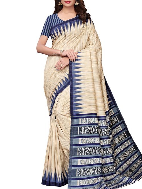 geometric motif printed saree with blouse - 15965211 - Very Small Image - 1