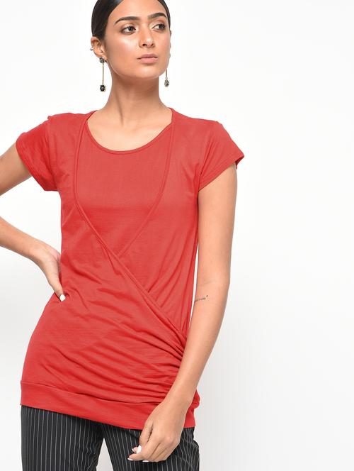 women's straight round neck top - 15965290 - Very Small Image - 1