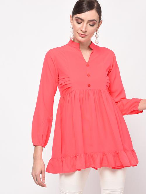women's peplum mandarin neck top - 15965291 - Very Small Image - 1