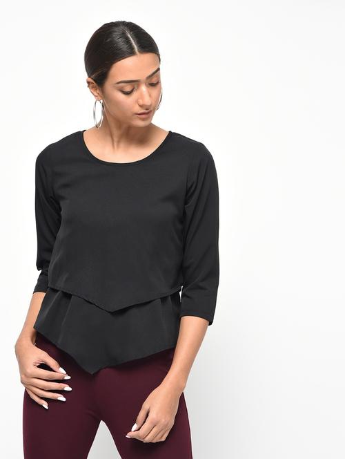 women's layered round neck top - 15965302 - Very Small Image - 1