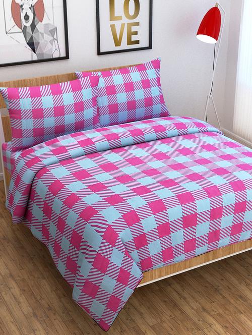 polycotton double bedsheet with 2 pillow covers - 15965942 - Very Small Image - 1