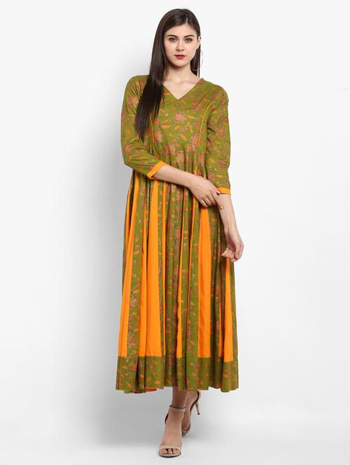 block print anarkali kurta - 15966645 - Very Small Image - 1