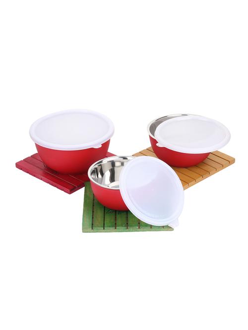  stainless steel plastic coated bowls with lid (set of 3)  - 15966850 - Very Small Image - 1