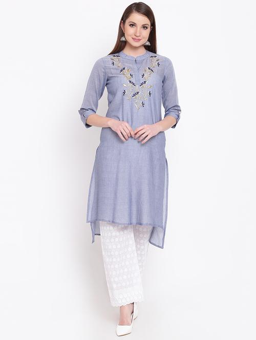 embroidered high low kurta - 15967347 - Very Small Image - 1
