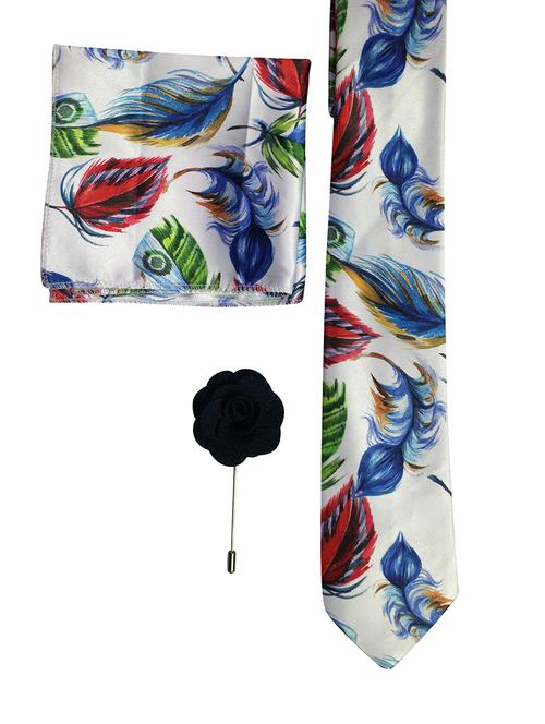 set of micro fiber tie, pocket square and lapel pin - 15968127 - Very Small Image - 1