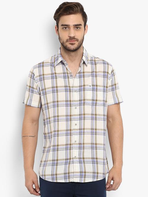 beige checkered casual shirt - 15968479 - Very Small Image - 1