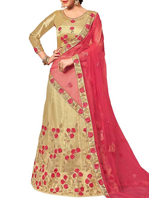 embroidered a-line lehenga with contrast dupatta - 15969208 - Very Small Image - 1