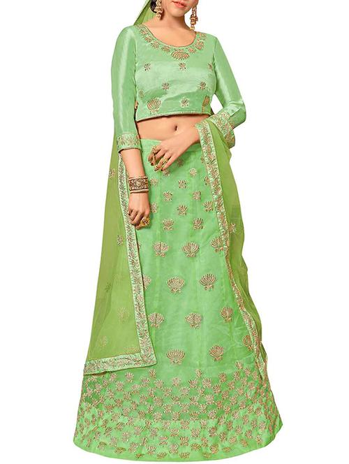 embroidered a-line lehenga with contrast dupatta - 15969209 - Very Small Image - 1