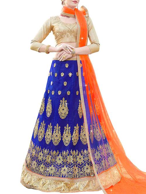 embroidered a-line lehenga with contrast dupatta - 15969215 - Very Small Image - 1