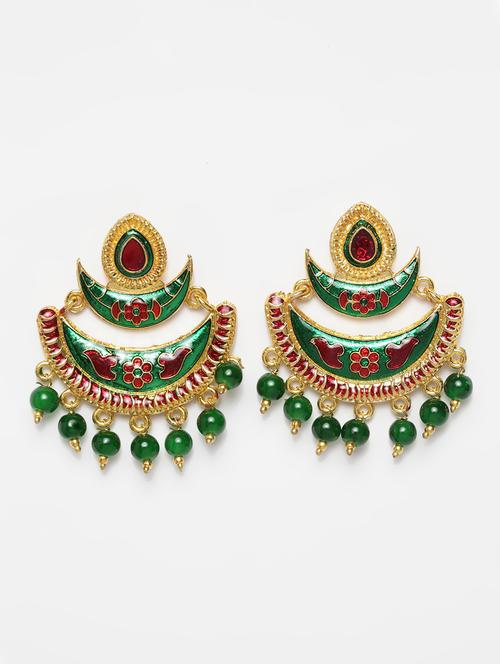 green brass chandballi earring - 15970399 - Very Small Image - 1