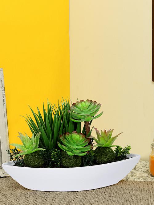 green plastic artificial plant with abs plastic pot by aapno rajasthan - 15970680 - Very Small Image - 1