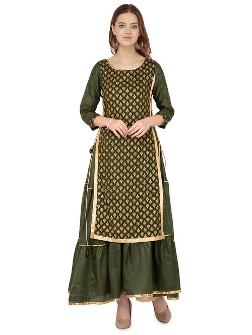 foil print layered kurta - 15971540 - Very Small Image - 1
