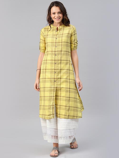 checkered straight kurta - 15972200 - Very Small Image - 1