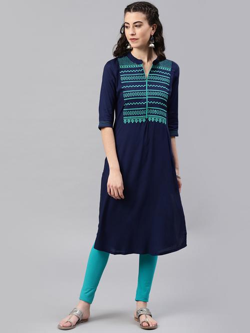 embroidered straight kurta - 15972468 - Very Small Image - 1