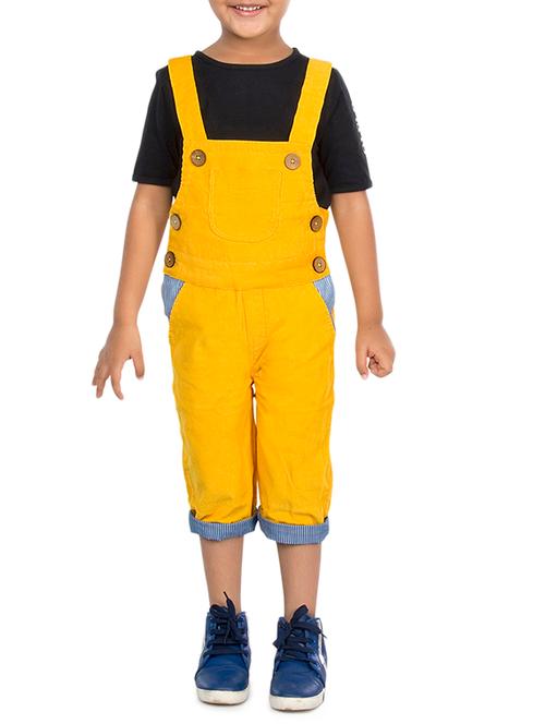yellow  corduroy t-shirt and dungaree set - 15972598 - Very Small Image - 1