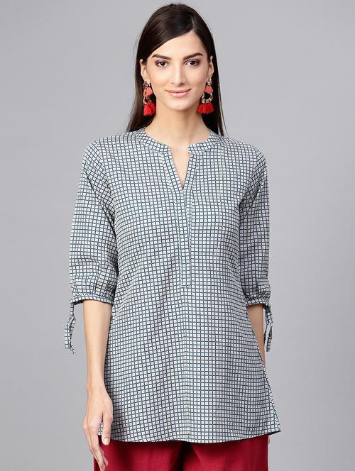 checkered printed a-line kurti - 15973548 - Very Small Image - 1