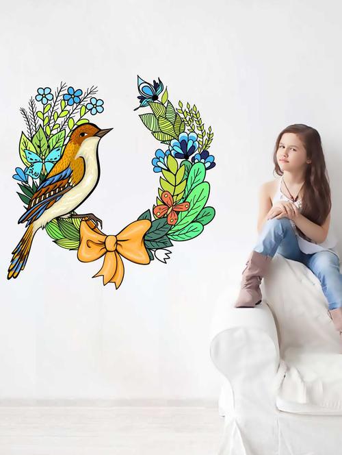 rawpockets wall decals ' bird n nest '  wall stickers (pvc vinyl) multicolour - 15973846 - Very Small Image - 1