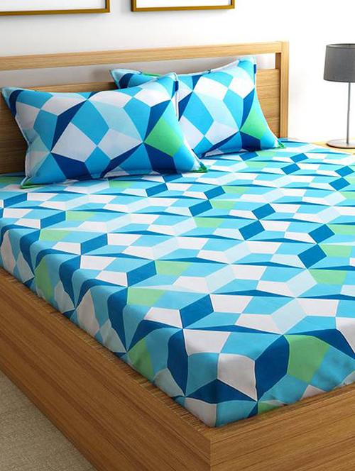 100% Cotton Double Bed Sheet With 2 Pillow Covers - 15974235 - Very Small Image - 1