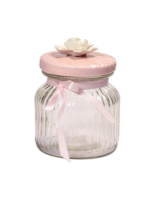 creative jack small floral pink glass container decoration storage jar gifts valentine gift home d?cor party d?cor - 15974437 - Very Small Image - 1
