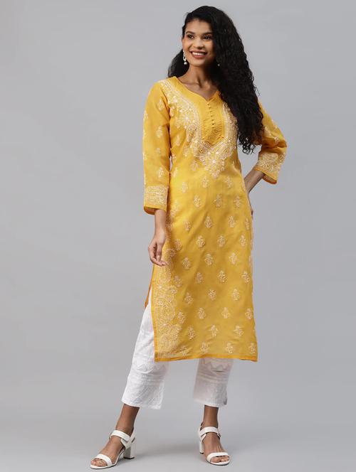 chikankari straight kurta - 15974740 - Very Small Image - 1