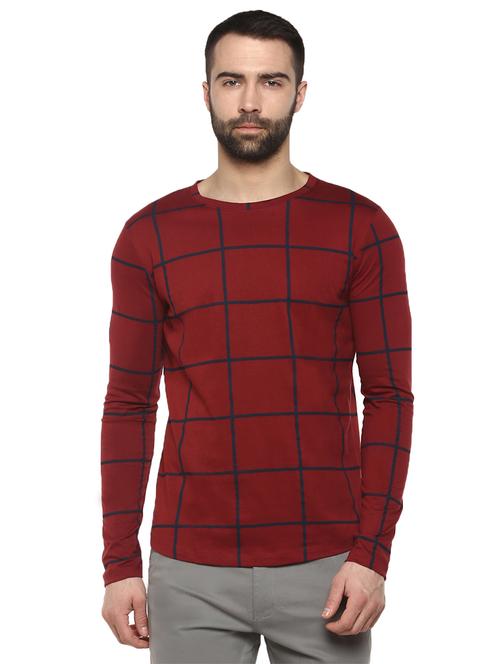 maroon checkered t-shirt - 15977279 - Very Small Image - 1