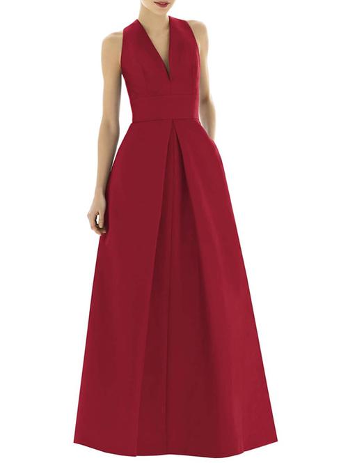 v-neck pleated maxi dress - 15977289 - Very Small Image - 1