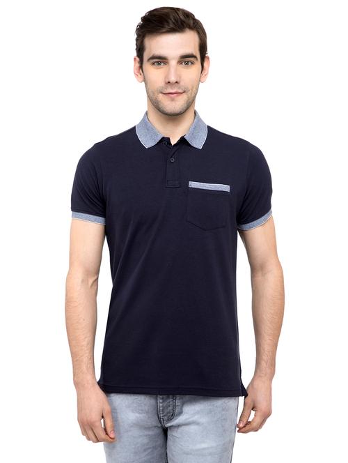 navy blue solid polo t-shirt - 15977805 - Very Small Image - 1