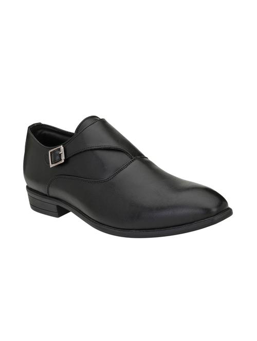 black leatherette slip on monk straps - 15978753 - Very Small Image - 1