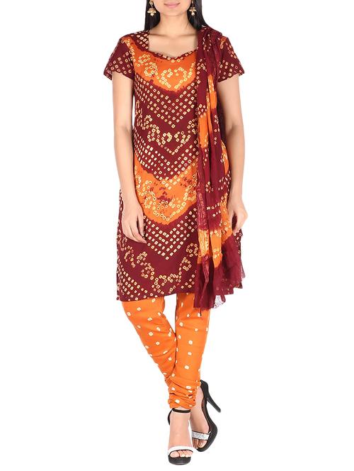 bandhani printed unstitched suit - 15978813 - Very Small Image - 1