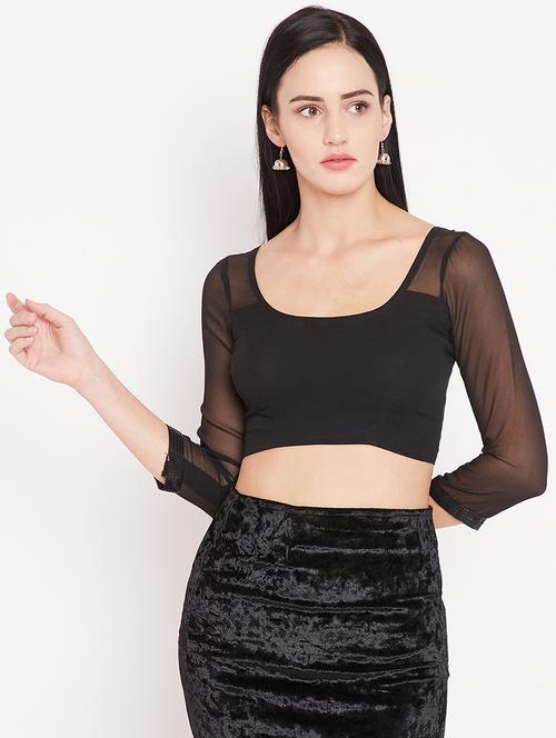 lace solid blouse - 15981311 - Very Small Image - 1