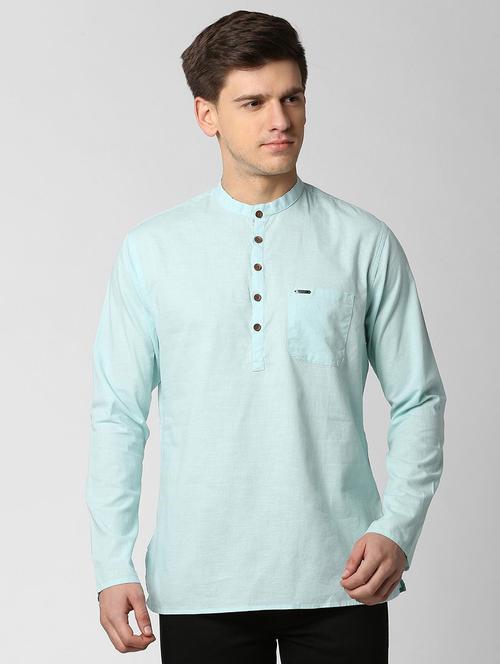 blue cotton short kurta - 15982646 - Very Small Image - 1