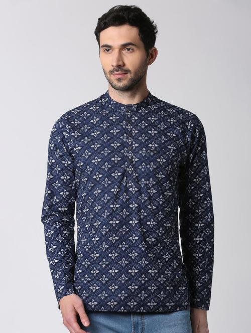 blue cotton short kurta - 15982648 - Very Small Image - 1