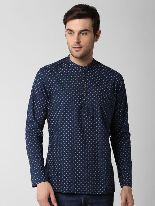 blue cotton short kurtan - 15982660 - Very Small Image - 1