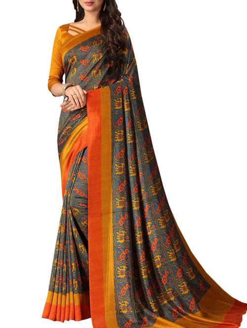geometrical printed patola saree with blouse - 15983254 - Very Small Image - 1