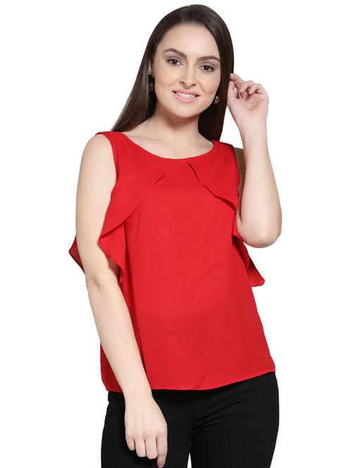 cut out back ruffle detail top - 15984312 - Very Small Image - 1