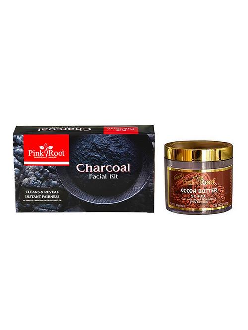 pink root charcoal facial kit  with cocoa butter scrub - 15986093 - Very Small Image - 1