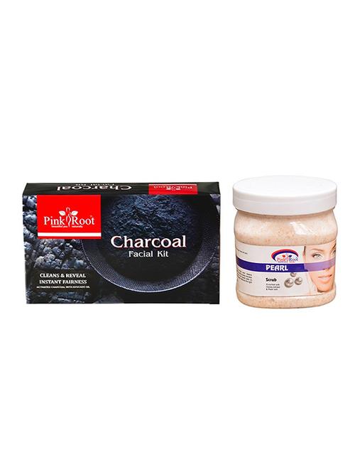 pink root charcoal facial kit  with peral scrub - 15986122 - Very Small Image - 1