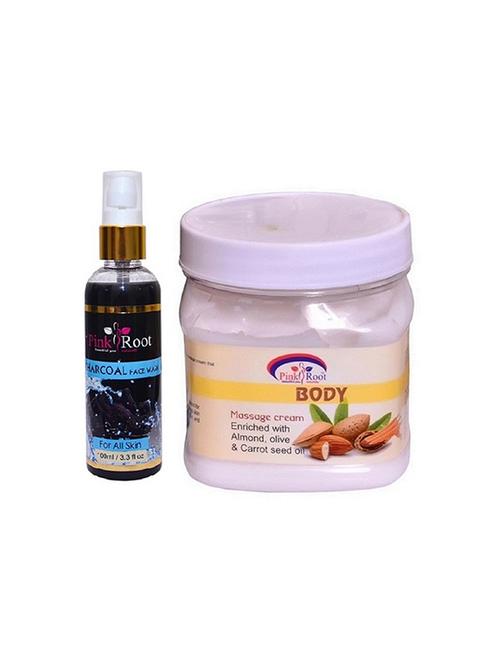 pink root charcoal face wash  with body massage cream - 15986941 - Very Small Image - 1
