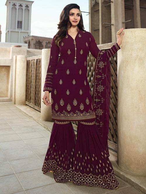 embellished sharara suits semi-stitched suit - 15989014 - Very Small Image - 1