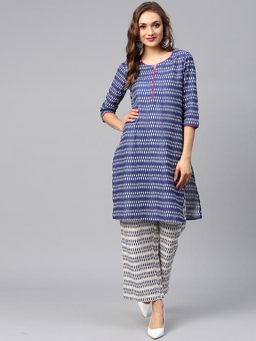 indigo printed straight kurta - 15989412 - Very Small Image - 1
