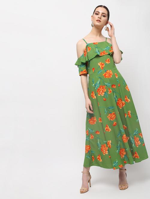 ruffled cold shoulder floral maxi dress - 15989922 - Very Small Image - 1