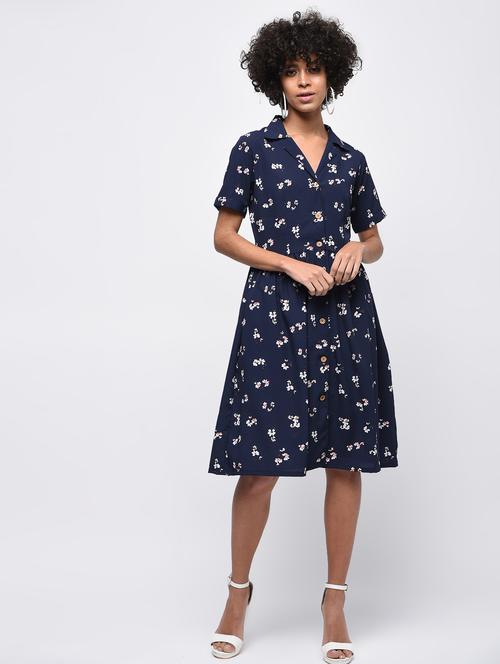 button up floral a-line dress - 15989936 - Very Small Image - 1