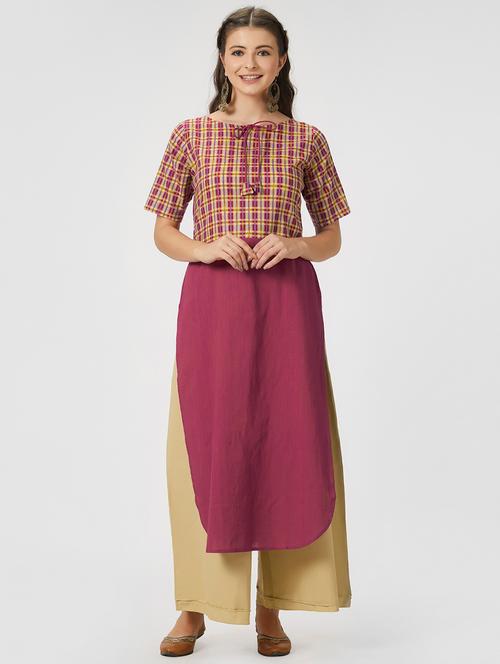 checkered straight kurta - 15990227 - Very Small Image - 1