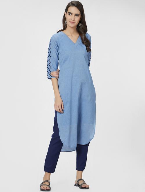 high low printed kurta - 15990261 - Very Small Image - 1