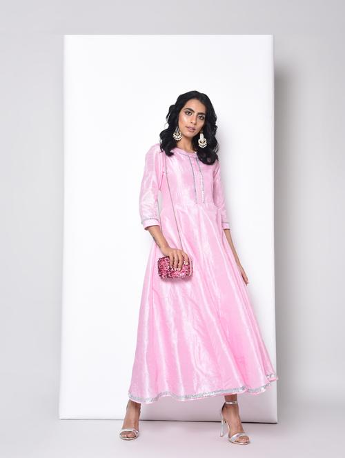 a-line solid gota detail dress - 15996650 - Very Small Image - 1