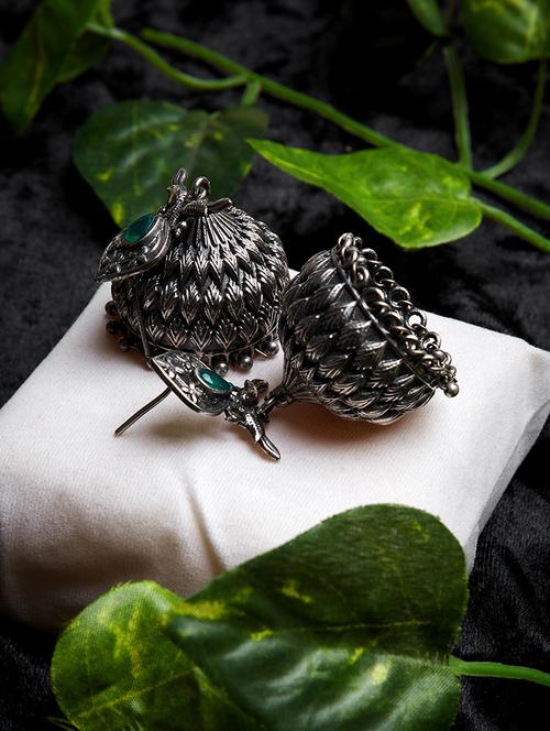 silver oxidized  jhumkis earring - 15997267 - Very Small Image - 1