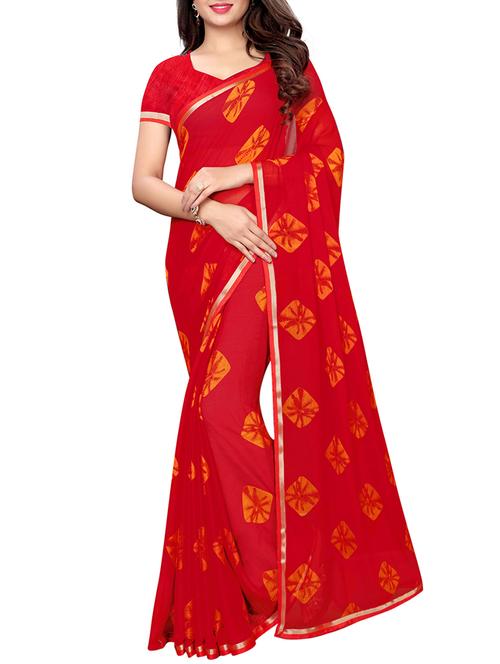 lace border tie & dye saree with blouse - 15997672 - Very Small Image - 1