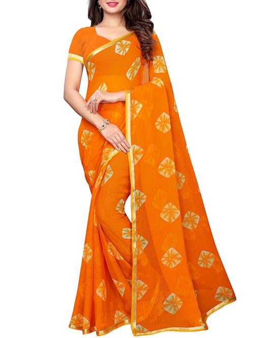 lace border tie & dye saree with blouse - 15997675 - Very Small Image - 1